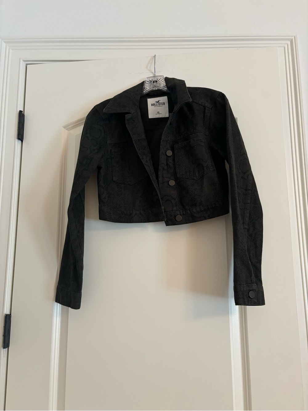 Hollister Dark Green Cropped Jean Jacket